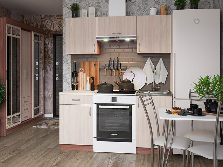 Кухня ""Татьяна " ЛДСП 1,6 ясень темный/ясень светлый + столешница 0,8 (семолина 26мм)