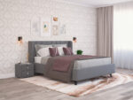 Кровать Виола 160х200 (Микровелюр серый)