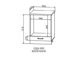 Кухня Ройс тумба СДШ600 корпус серый, фасад СД600 ваниль, стол 0,6